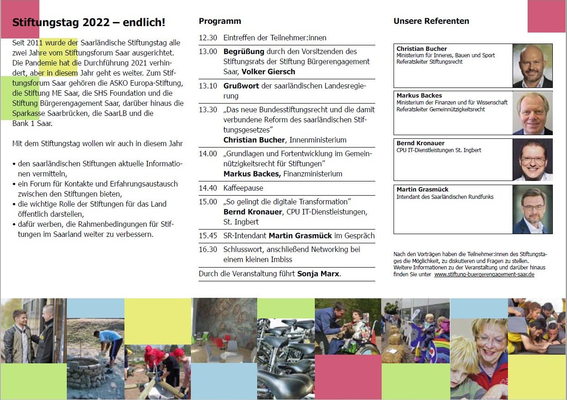 Programm des Stiftungstages 2022